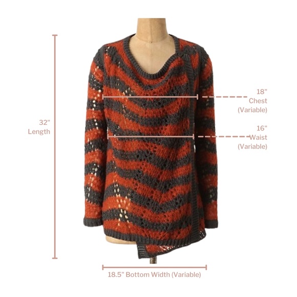 ⚡️SALE⚡️ Anthropologie Guinevere Waterfall Draped Loose Knit Striped Cardigan - Picture 6 of 6